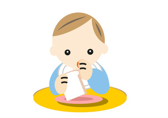 パンをちぎって食べる赤ちゃん