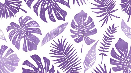Fototapeta premium Retro purple leaf plant pattern illustration poster background