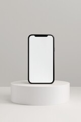 Interactive presentation mockup featuring a mobile screen with a user-friendly layout, presented against a minimalistic background