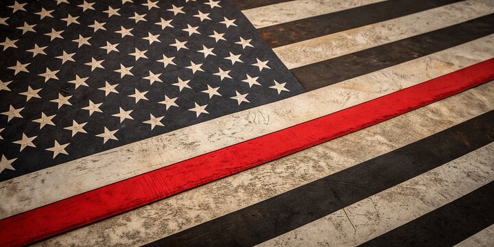 Thin Red Line USA Flag Background for Supporting Firefighters with Copy Space for Text Overlay