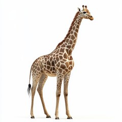 Naklejka premium Majestic Giraffe Against White Background