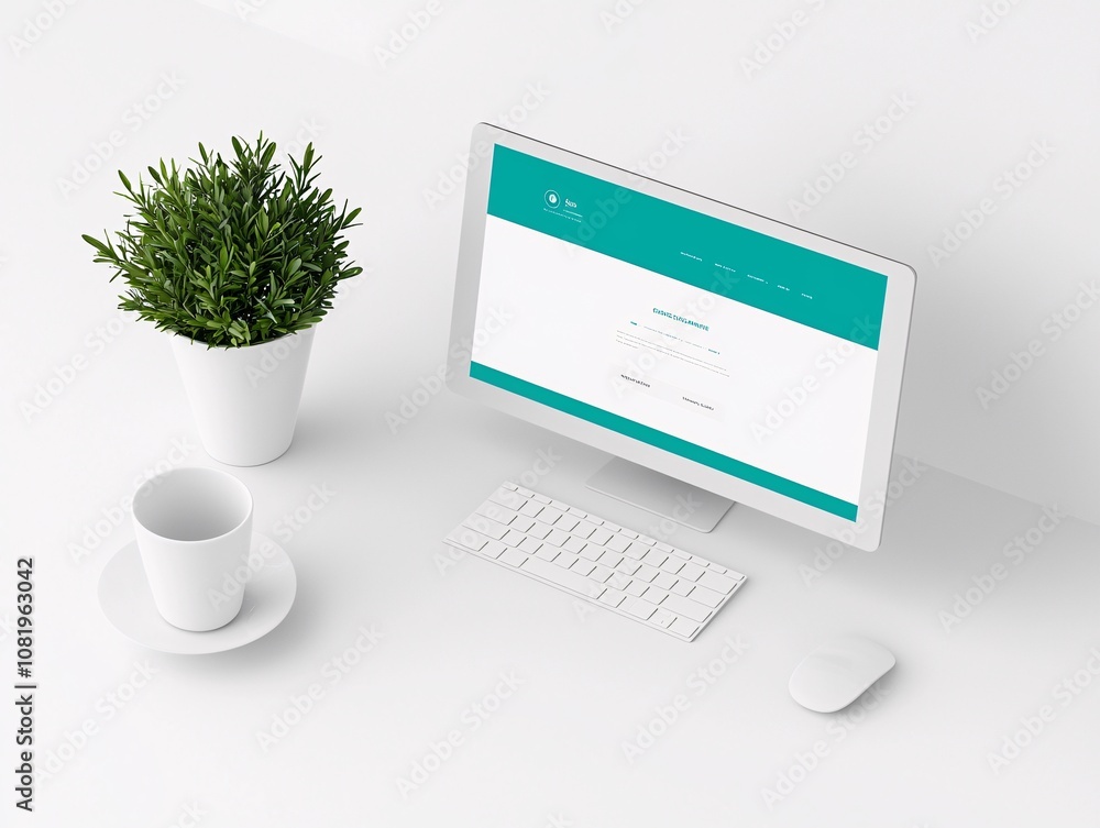 Poster professional presentation mockup of a desktop screen displaying a clean user interface with space fo