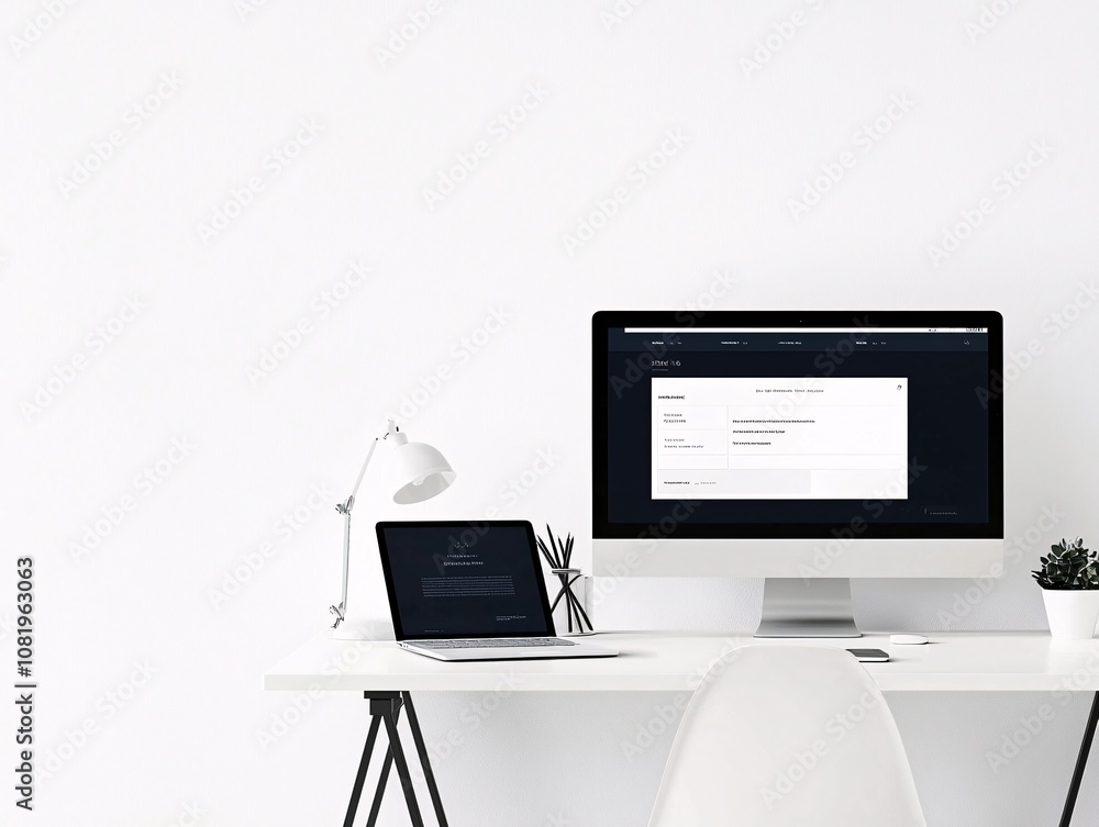 Poster professional presentation mockup of a desktop screen displaying a clean user interface with space fo