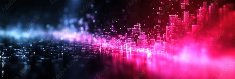 Poster abstract digital background with colorful light effects and particles creating a vibrant visualizati