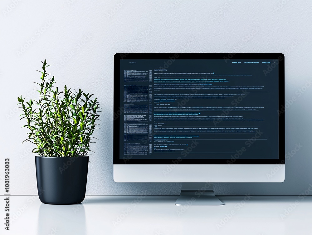 Poster professional presentation mockup of a desktop screen displaying a clean user interface with space fo