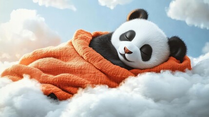 Cuddly Cloud Slumber: A Realistic Panda Dream