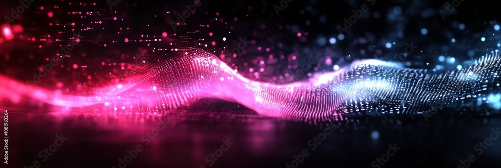 Poster abstract light waves in vibrant colors creating dynamic visual effects for backgrounds in technology