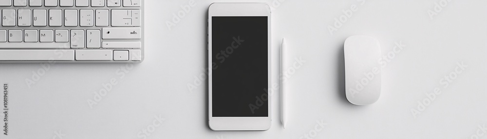 Poster modern presentation mockup with a mobile device displaying a clean, interactive layout, perfect for 