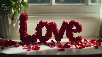 Romantic Rose Arrangement Spelling Love