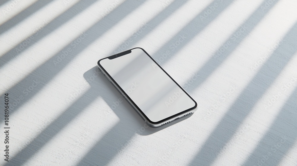 Poster minimalist digital mockup of a mobile interface, presented on a smartphone with ample copy space