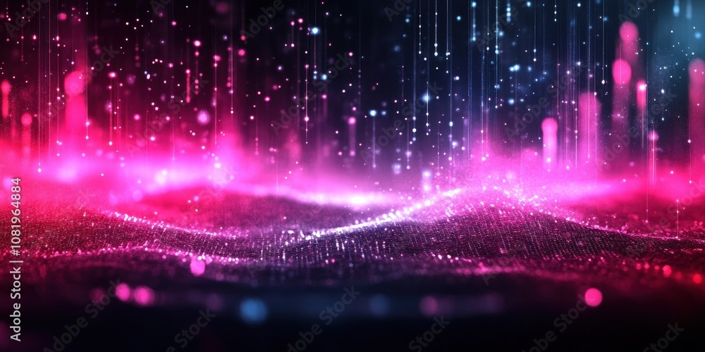Aufkleber abstract colorful waves with sparkling particles in pink and blue, creating a dreamy atmosphere for 