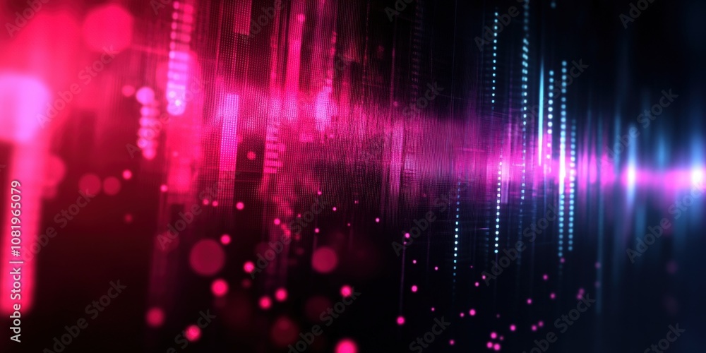Poster abstract digital waveform visual with vibrant colors and glowing lines for backgrounds or technology