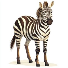 Fototapeta premium Illustration of a Standing Zebra on a White Background