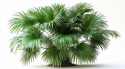 Fototapeta premium Lush green palm tree isolated on white background.