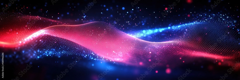 Aufkleber abstract vibrant waves with luminous particles showcasing a dynamic blend of colors, ideal for techn