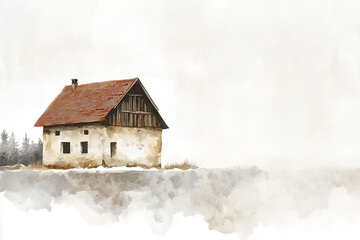 Country house, illustration, copyspace