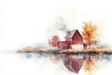 Country house, illustration, copyspace