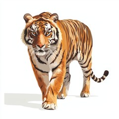 Fototapeta premium Majestic Tiger Walking with Intense Gaze
