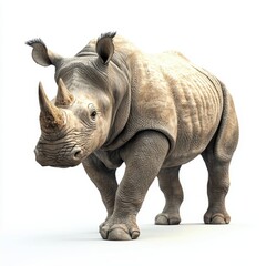 Obraz premium Realistic Rhino Illustration for Wildlife Themes