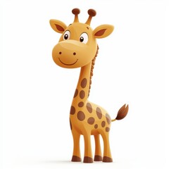 Fototapeta premium Cute Cartoon Giraffe with Friendly Expression