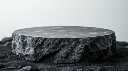 Fototapeta premium Black and white Minimal style Luxury mockup for product presentation. black aesthetic granites stone podium for products placement