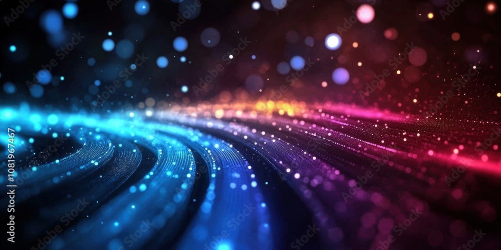 Poster vibrant abstract background with colorful waves and glowing particles for creative design projects a