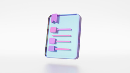 clipboard document icon with check list on white background 3d render concept for true information