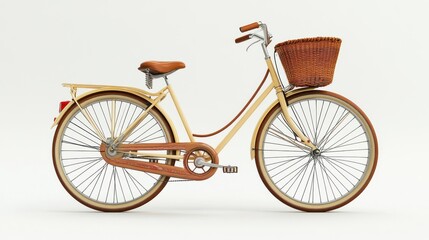 Vintage Cream Bicycle with Wicker Basket