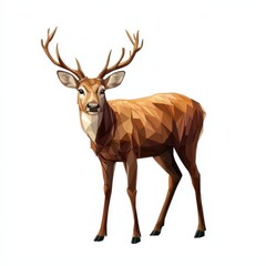 Fototapeta premium Low-poly Deer Illustration in Natural Colors