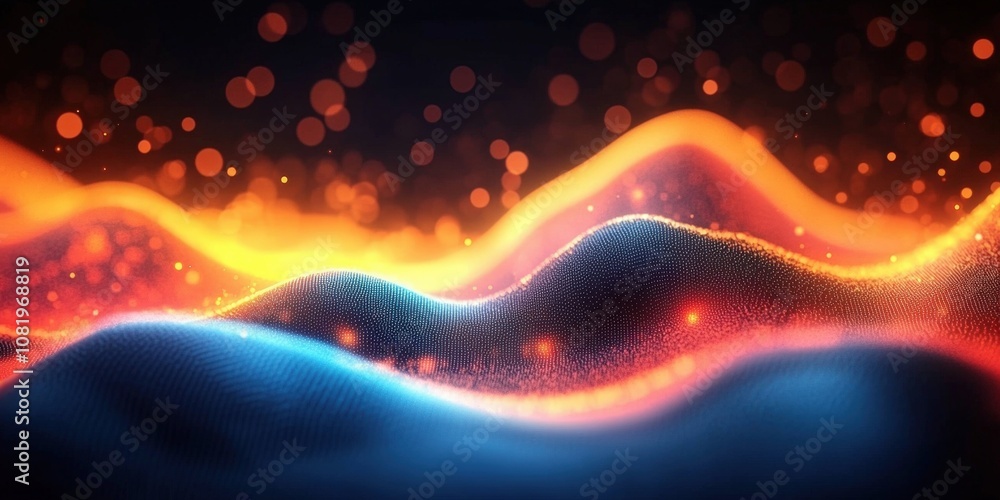 Poster vibrant waves of colorful light and textures on a dark background creating an ethereal and dreamlike