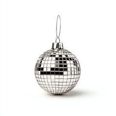Fototapeta premium Shiny disco ball ornament reflecting light, perfect for festive decorations and party themes.