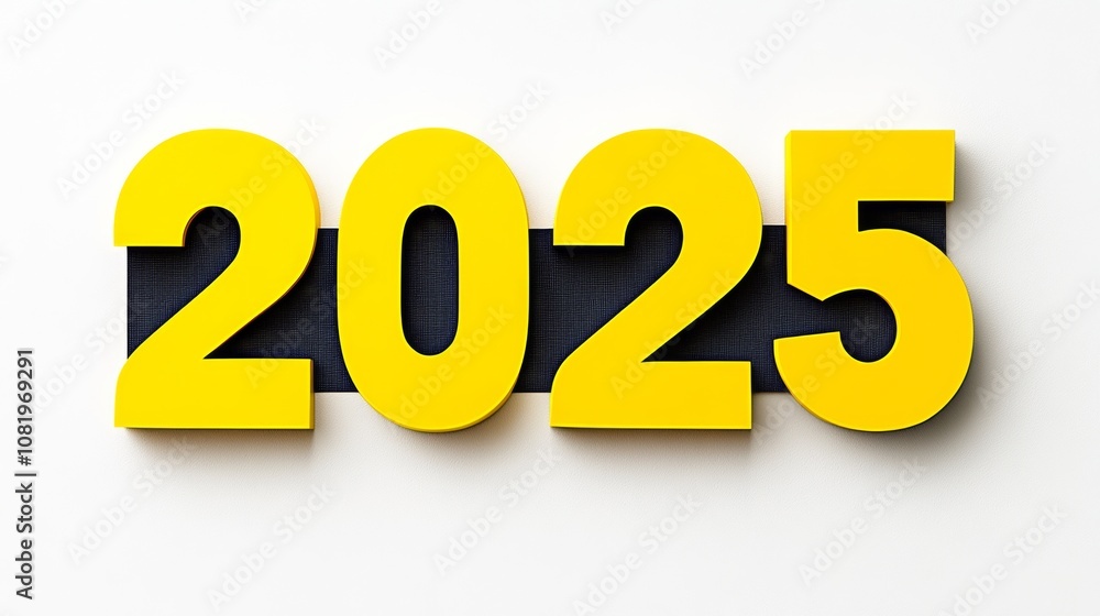 Aufkleber the number twenty-five is written in yellow letters. the letters are made of plastic and are arrange