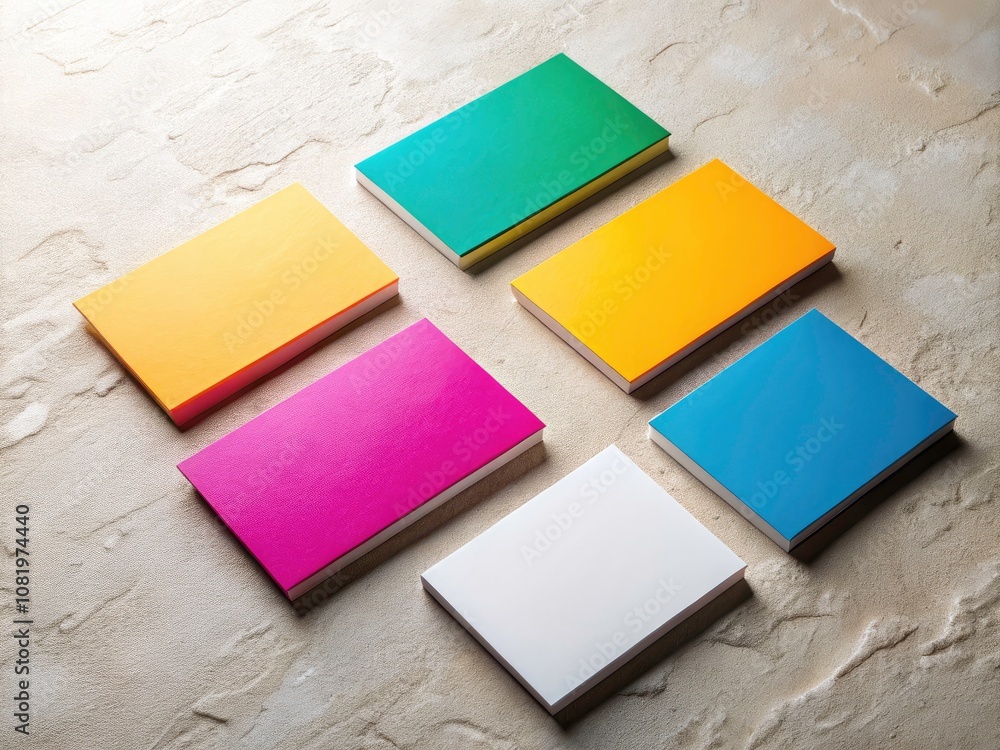 Poster blank business card mockup on textured table with ample copy space for creative branding and design 