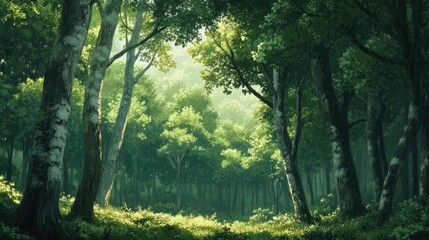 Verdant forests in peaceful ambiance
