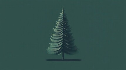 Minimalist Tree on Green Background for Nature Themes