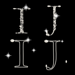 Capital Letters of English alphabet romantic with pearls