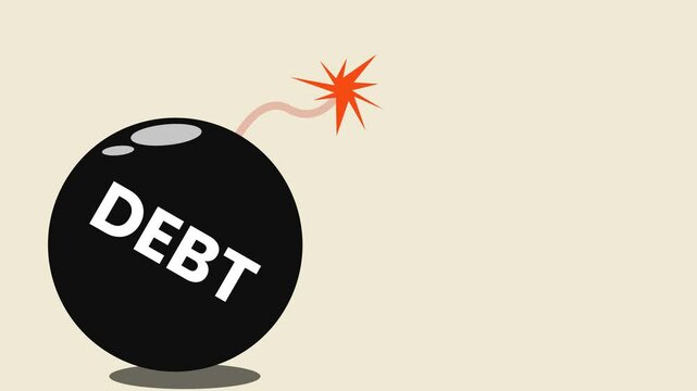 Debt bomb animation with text space, ideal for content focused on financial crises and risk management.