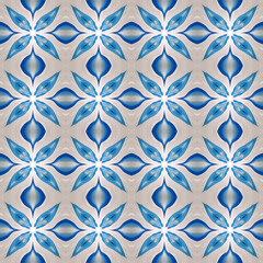 Seamless abstract pattern with blue and gray floral elements for fabric, wallpaper, textile, design