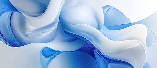 Abstract blue and white flowing shapes creating a soft visual effect.