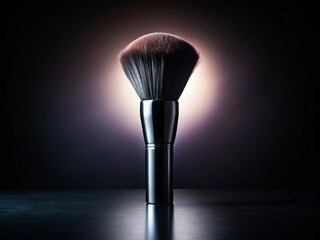 Aerial Photography of a Silhouette Makeup Brush in Black Color Highlighting the Elegant Design and Textures, Perfect for Beauty and Cosmetics Stock Imagery
