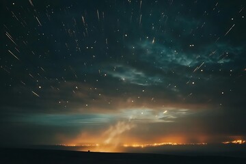  vhs vlog grainy video of dark sky with streaks of light, glitch art on dark background, film texture scratch, dust and light , copy space.