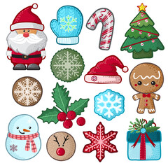 Hand drawn Chistmas decorative element collection vector set