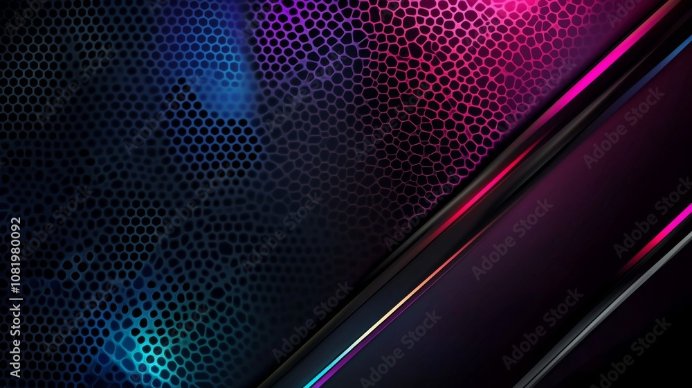 Aufkleber Abstract Geometric Background with Honeycomb Pattern and Colorful Light Effects in Modern Digital Art Style for Design and Technology Themes