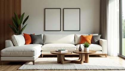 Modern Living Room Interior Design with Cozy Sofa and Coffee Table