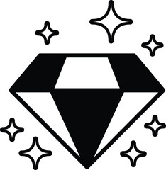 Illustration of diamonds and sparkles in line drawing style