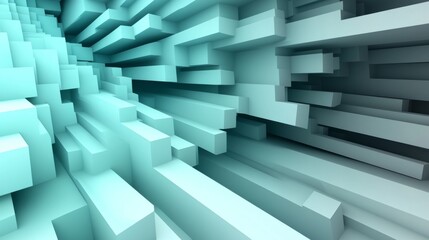 Abstract 3D Geometric Background with Layered Rectangles in Shades of Aqua and Teal for Modern Designs and Creative Projects
