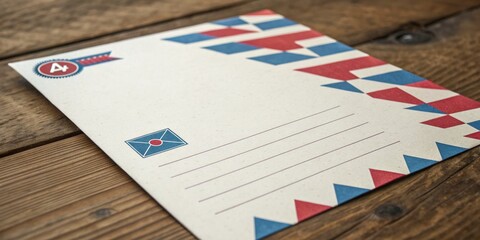 Vintage Style Letterhead Design in Blue and Red Colors Featuring Geometric Shapes for Creative and Professional Use in A4 Size