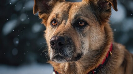 christmas portrait of a mongrel dog
