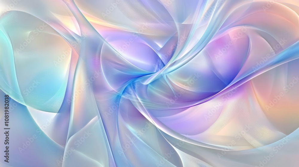 Aufkleber abstract swirl design with soft pastel colors, flowing curves, and luminous textures creating a sere