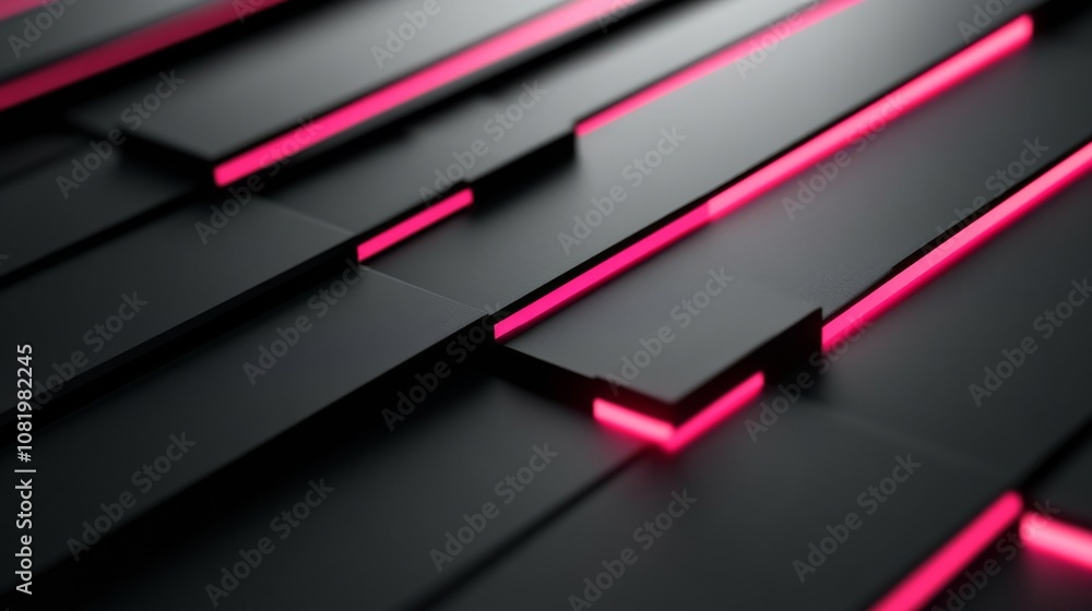 Aufkleber abstract background with black panels and neon pink light strips creating a modern and futuristic at